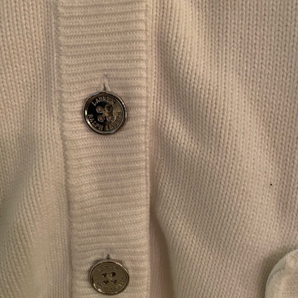 Ralph Lauren white wool cardigan small with silver buttons - Picture 2 of 3